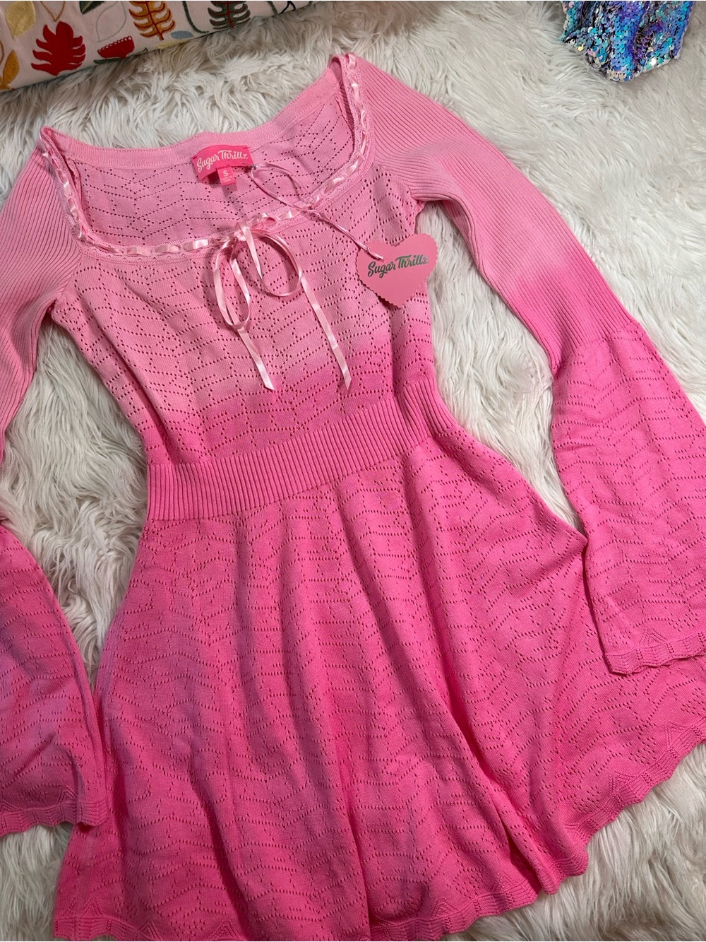 Dolls Kill • Sugar Thrillz Snowflake Kisses Fit ‘n Flare Dress Eyelet Lace